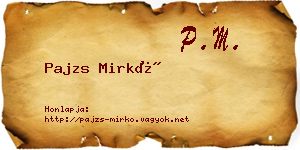 Pajzs Mirkó névjegykártya
